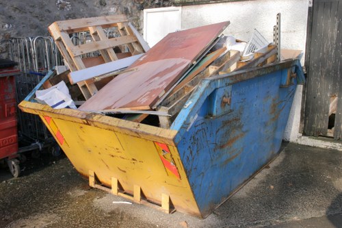 Office building waste being loaded for commercial disposal