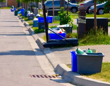 Edmonton business office with organized waste bins